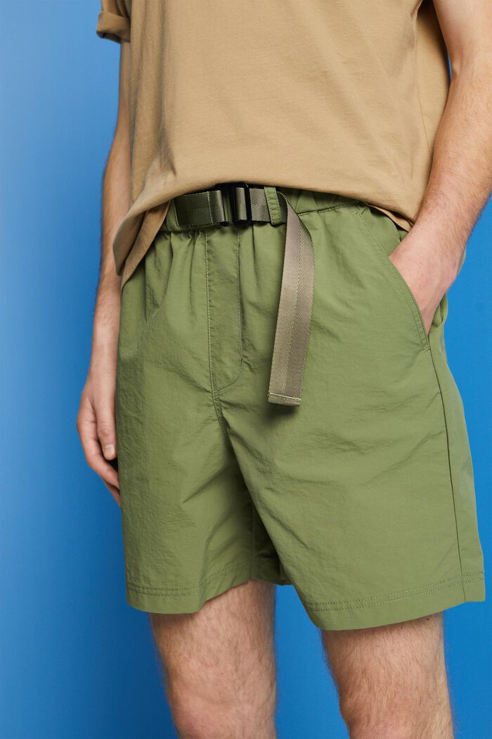 Shorts with integrated belt, OLIVE, detail image number 2