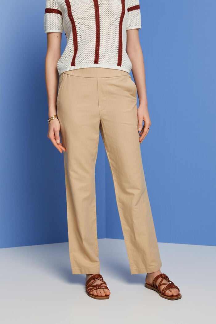 Pull-on trousers, linen blend, SAND, detail image number 0