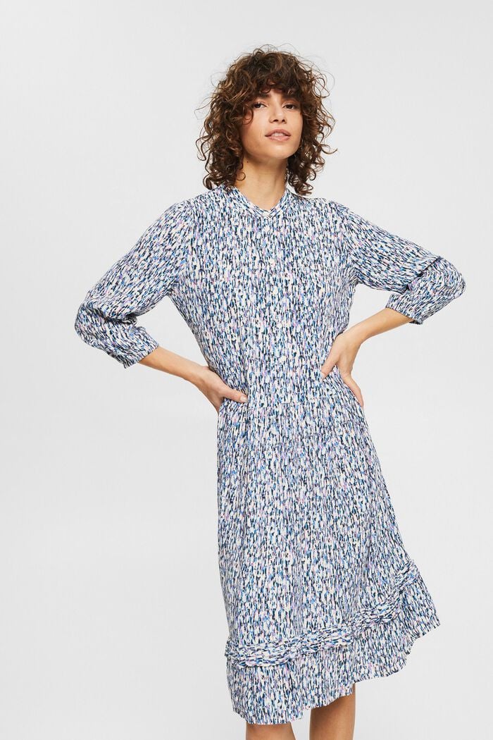 Patterned midi dress with a button placket, BLUE LAVENDER, detail image number 0
