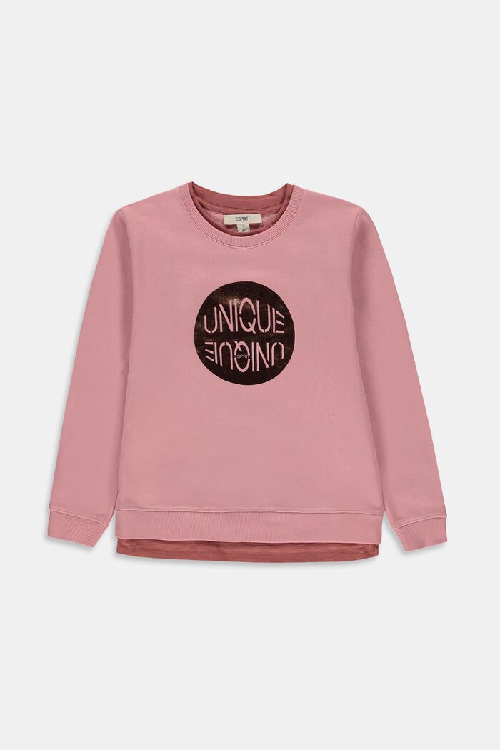 Sweatshirt with a print, 100% cotton, MAUVE, detail image number 0