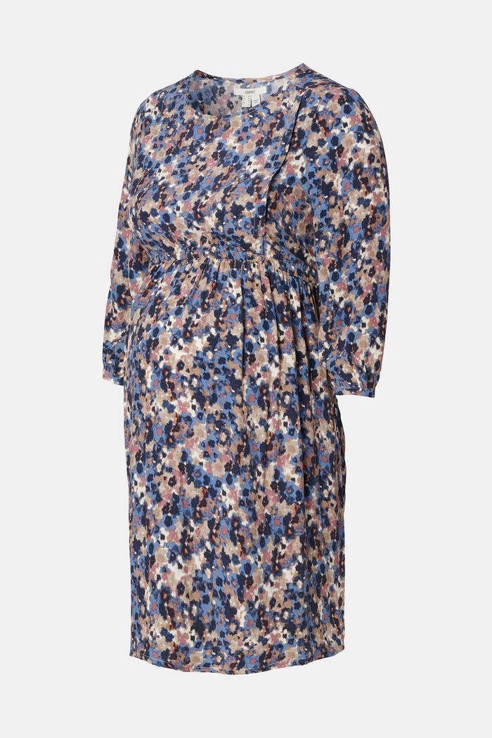Patterned midi dress with nursing function, BLUE, detail image number 6