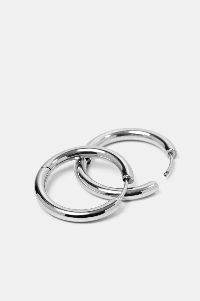 Small hoop earrings, stainless steel, SILVER, detail image number 1