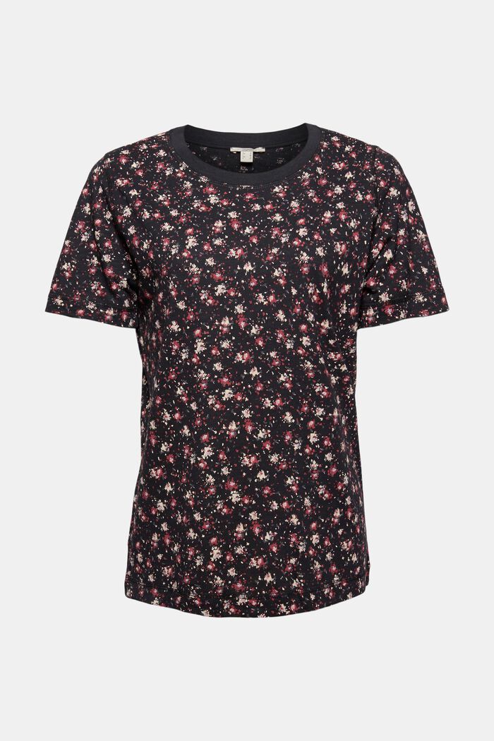 Printed T-shirt made of blended organic cotton, BLACK, overview
