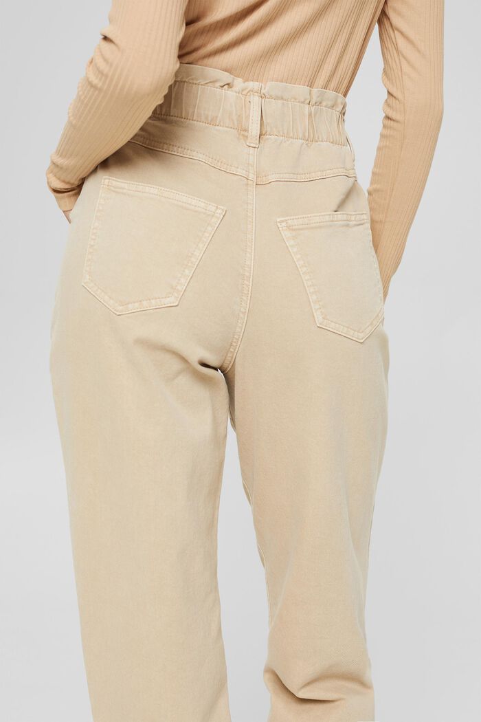 Trousers with a paperbag waistband, organic cotton, BEIGE, detail image number 2