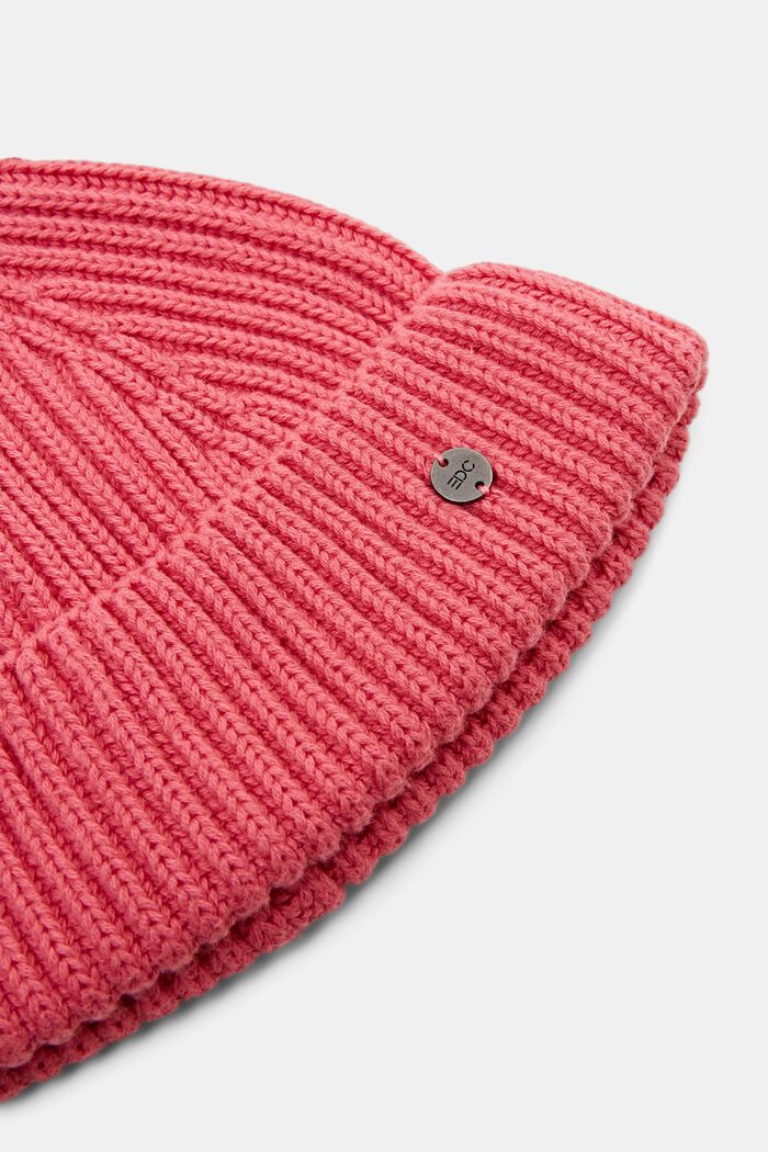 Short beanie made of cotton, CORAL, detail image number 1