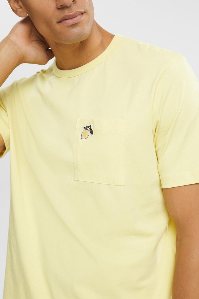 Jersey T-shirt with a small appliquéd motif, LIME YELLOW, detail image number 2