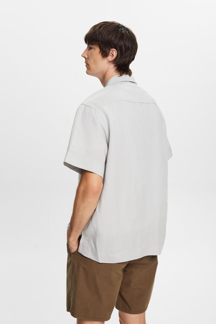 Short-sleeved shirt, linen blend, LIGHT GREY, detail image number 3