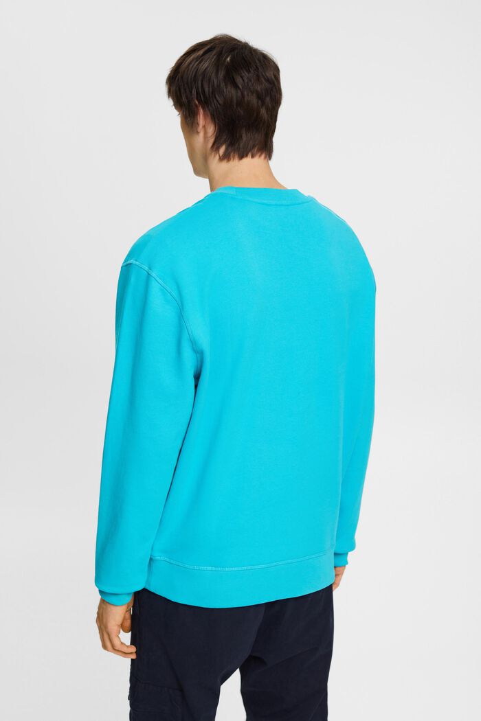 Sweatshirt with embroidered sleeve logo, AQUA GREEN, detail image number 3