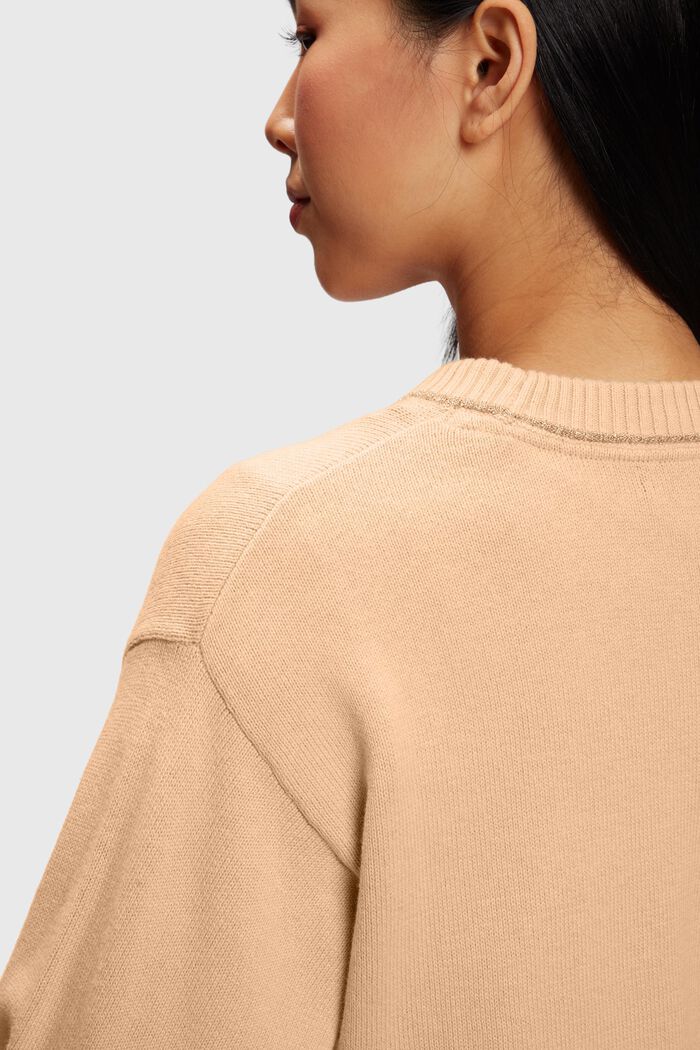 Puffed sleeved jumper with cashmere, BEIGE, detail image number 3