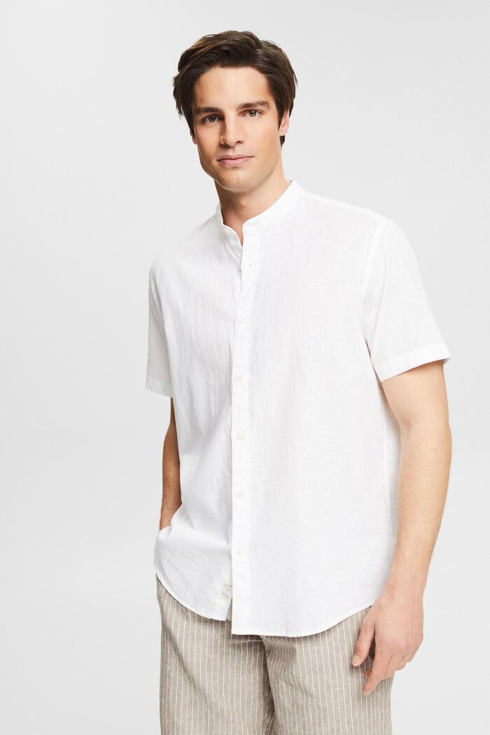 Linen blend shirt, WHITE, detail image number 0