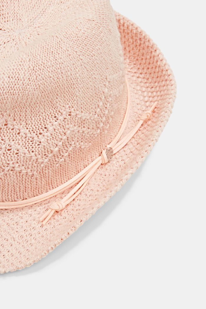 Knitted trilby hat with tape, NUDE, detail image number 1