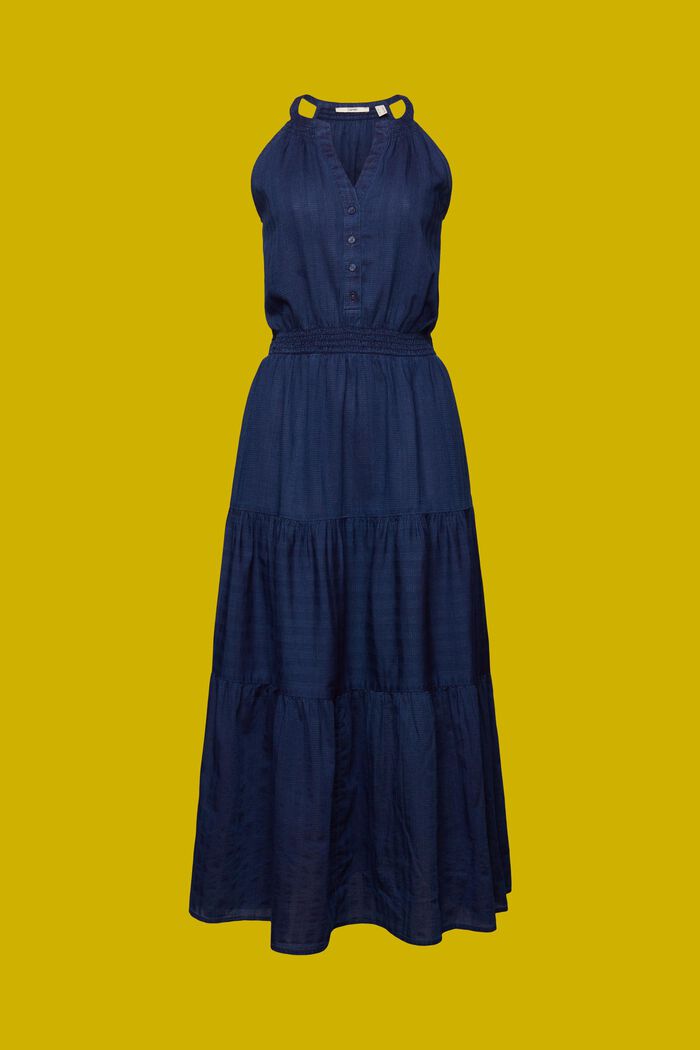 Tiered Cotton Midi Dress, NAVY, detail image number 6