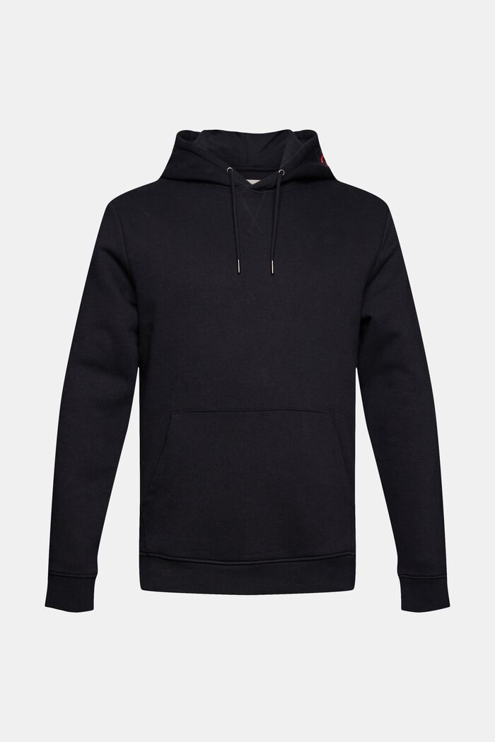 Hoodie with logo embroidery, blended cotton, BLACK, detail image number 2