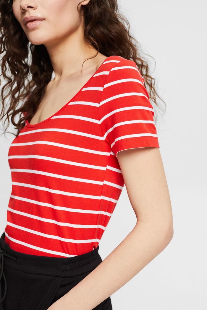 Striped T-shirt in organic cotton, ORANGE RED, detail image number 2