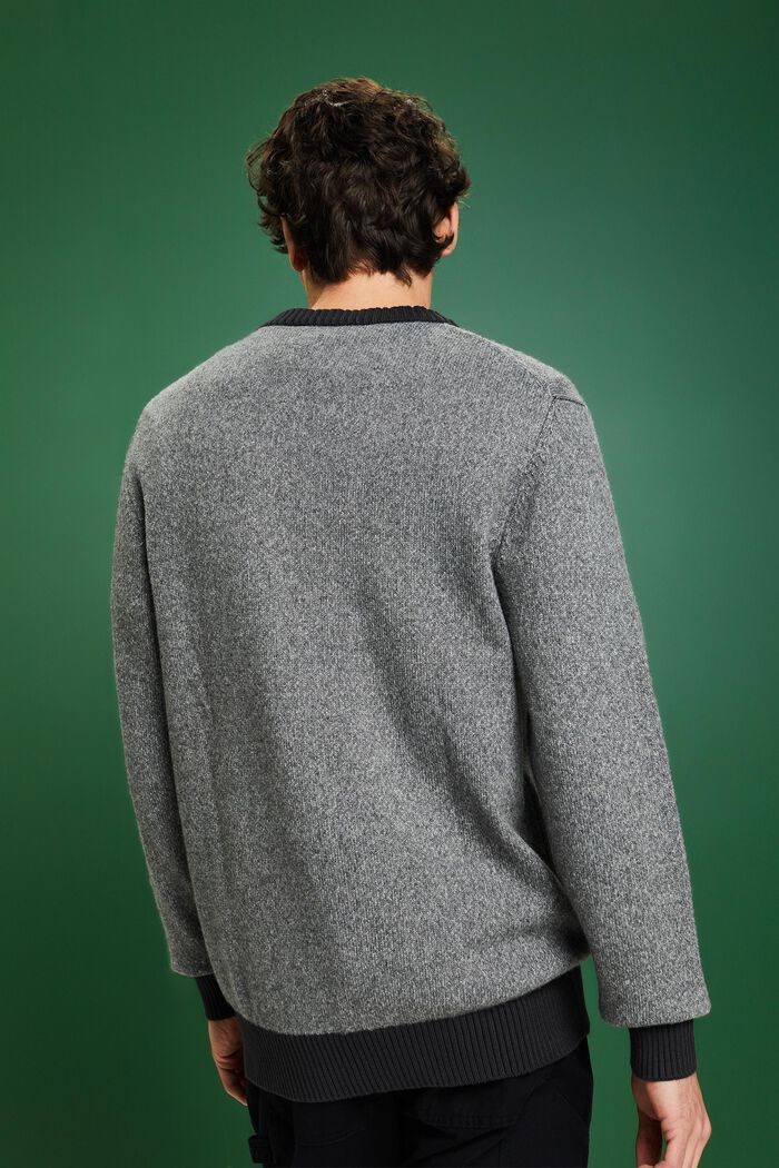Wool Blend Crewneck Sweater, MEDIUM GREY, detail image number 2