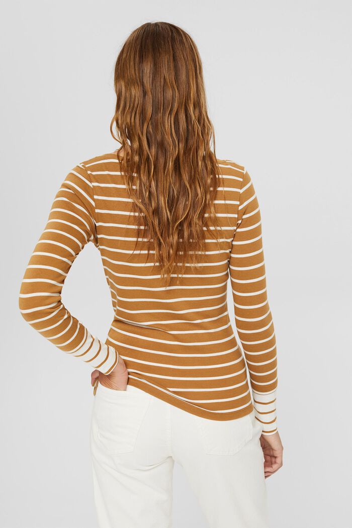 Striped long sleeve top made of organic cotton, CAMEL, detail image number 3