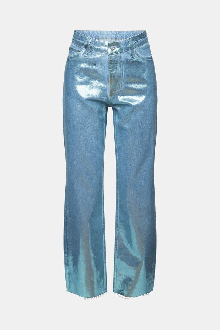 Coated Metallic High-Rise Retro Straight Jeans, DENIM/PISTACHIO GREEN, detail image number 7