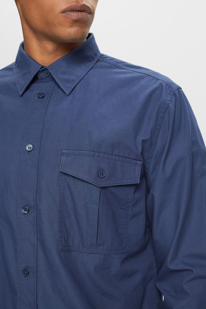 Cotton Utility Shirt, GREY BLUE, detail image number 1