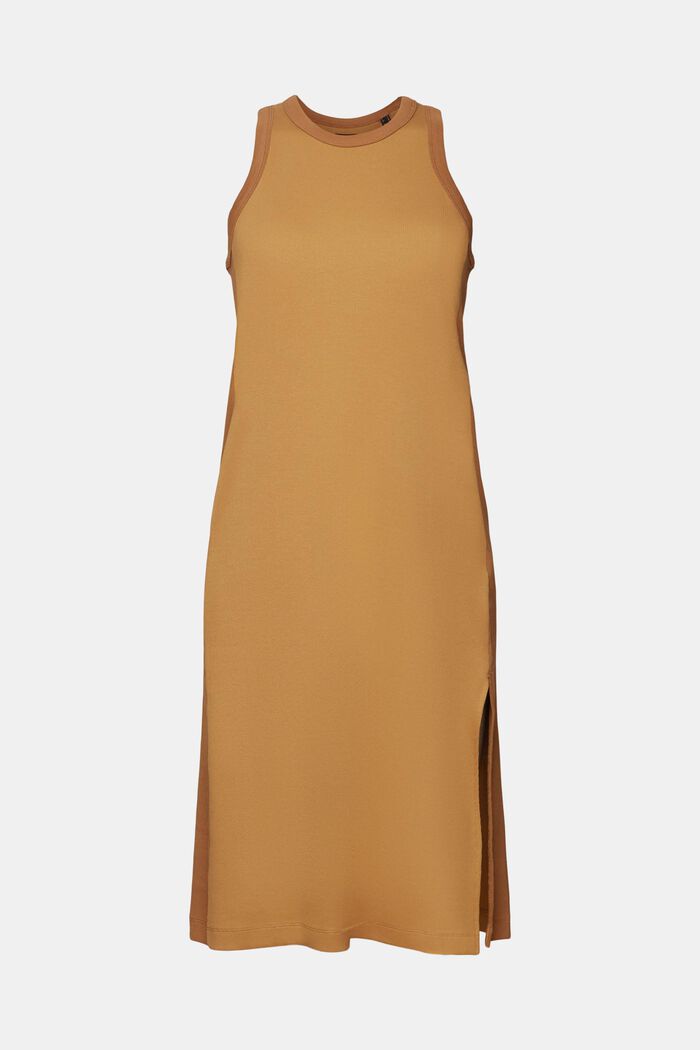 Ribbed jersey midi dress, stretch cotton, TOFFEE, detail image number 6