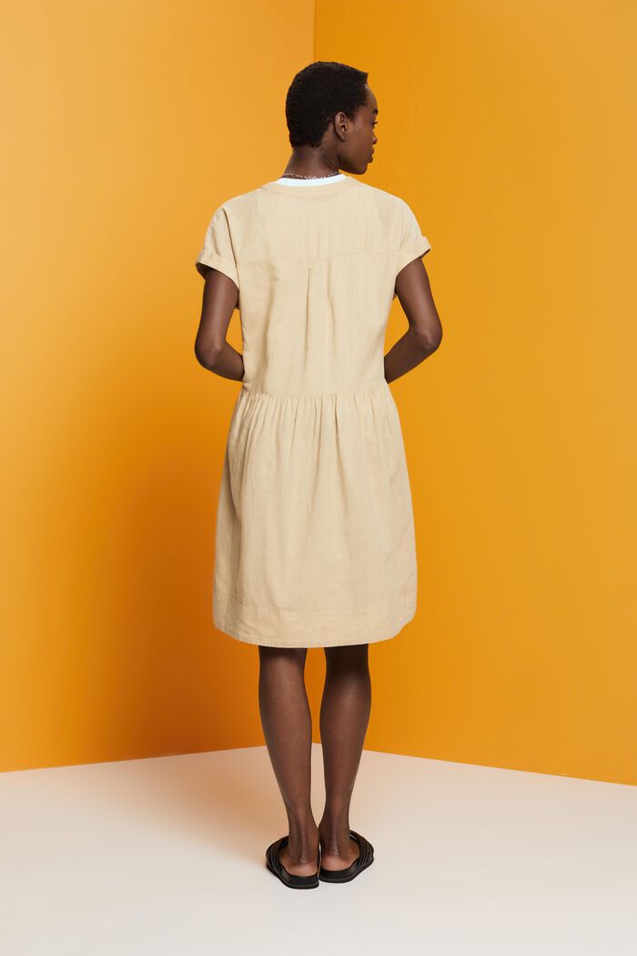 Knee-length dress, cotton-linen blend, SAND, detail image number 3