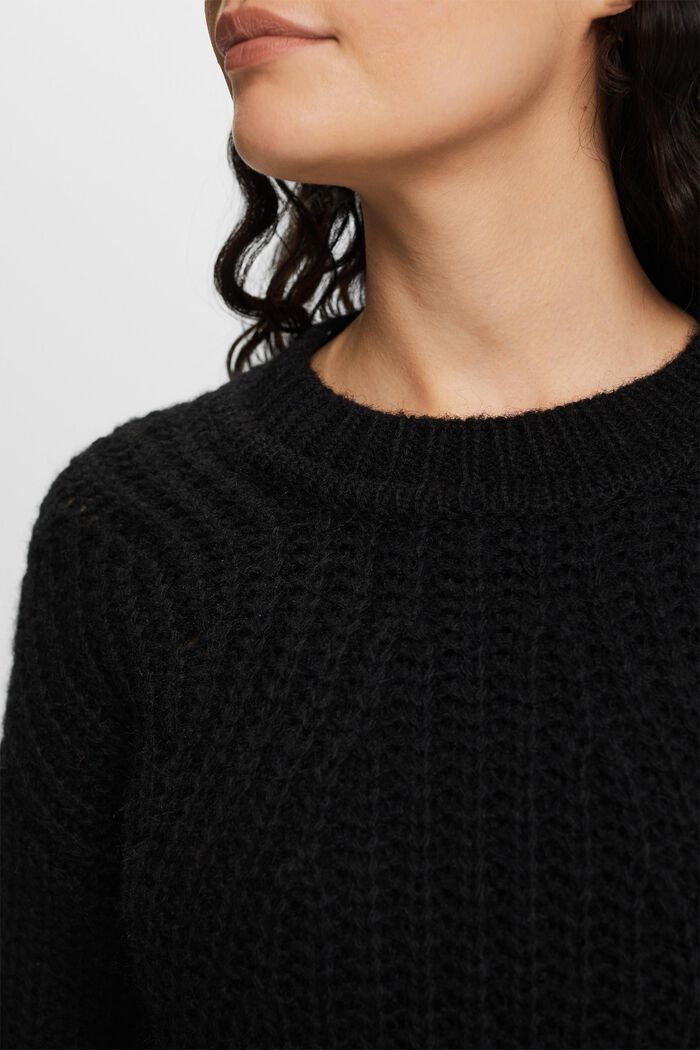 Rib Knit Sweater, BLACK, detail image number 2