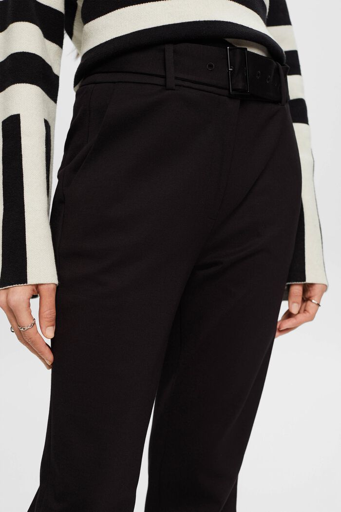 High-rise trousers with belt, BLACK, detail image number 2