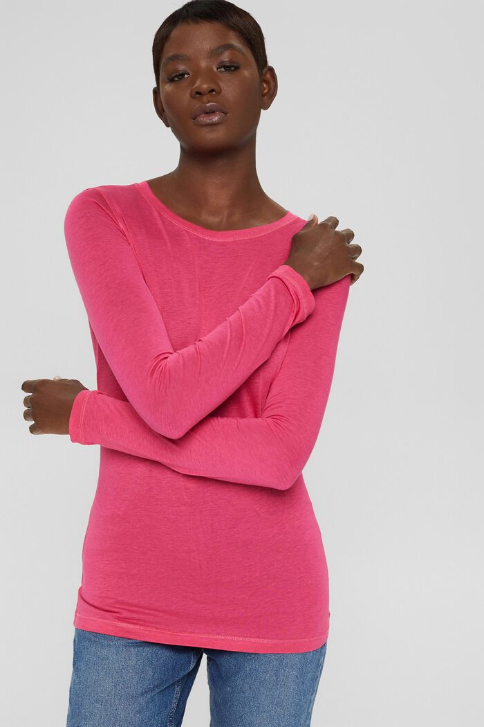 Long sleeve top with TENCEL™, PINK FUCHSIA, detail image number 0