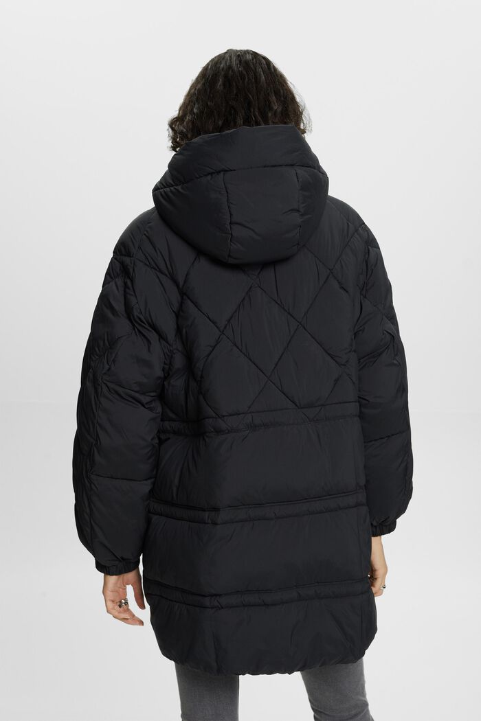 Recycled: quilted coat with hood, BLACK, detail image number 3