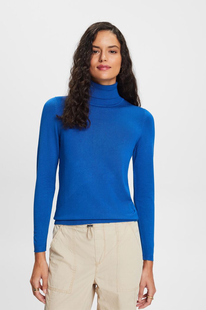 Long-Sleeve Turtleneck Sweater, BRIGHT BLUE, detail image number 0