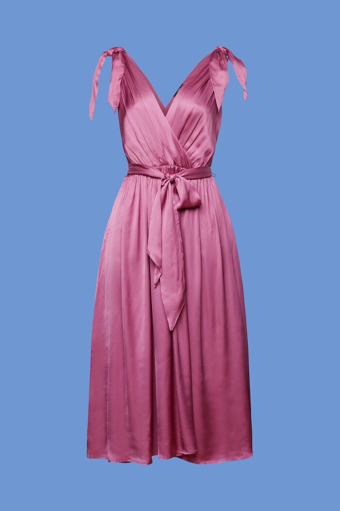 Satin Tie Shoulder Midi Dress, VIOLET, detail image number 5