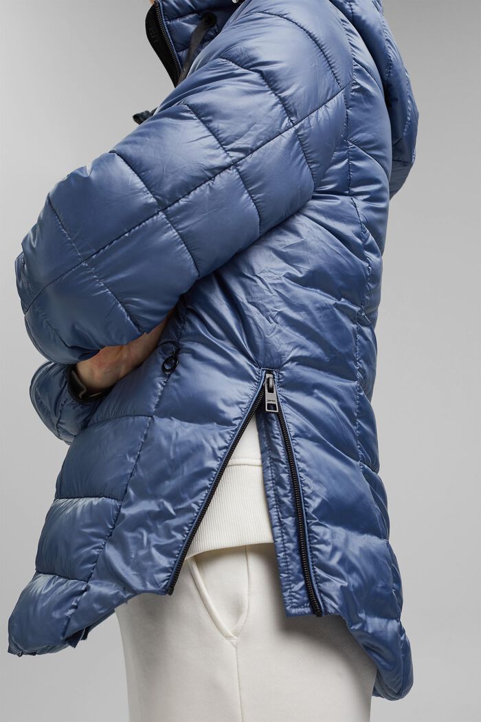 Quilted jacket with a detachable hood, made of recycled material, GREY BLUE, detail image number 5