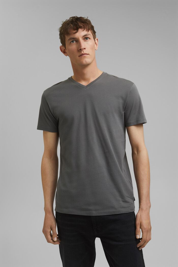 Jersey T-shirt in 100% cotton, DARK GREY, detail image number 0