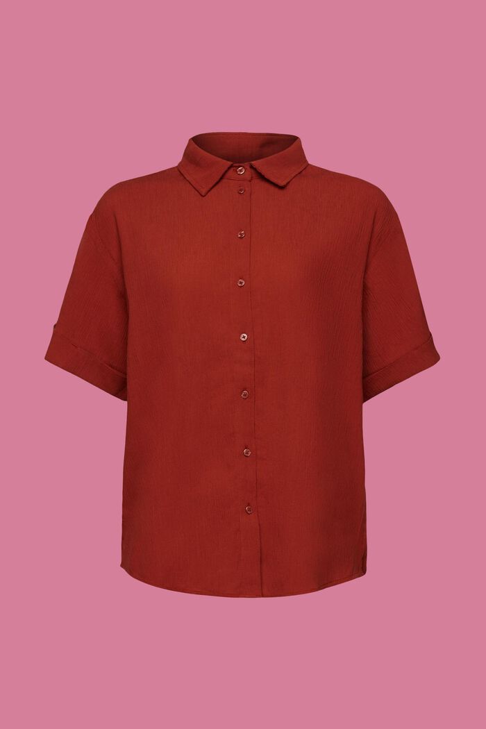 Oversized crinkled shirt blouse, TERRACOTTA, detail image number 7