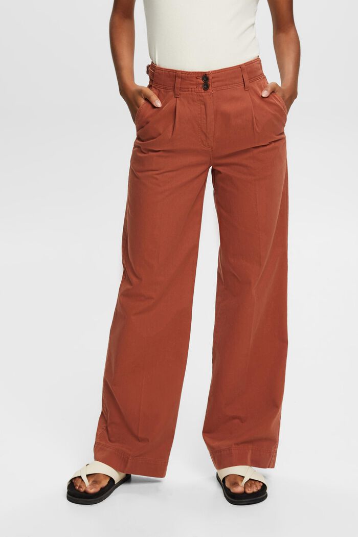 Wide leg chino trousers, RUST BROWN, detail image number 0