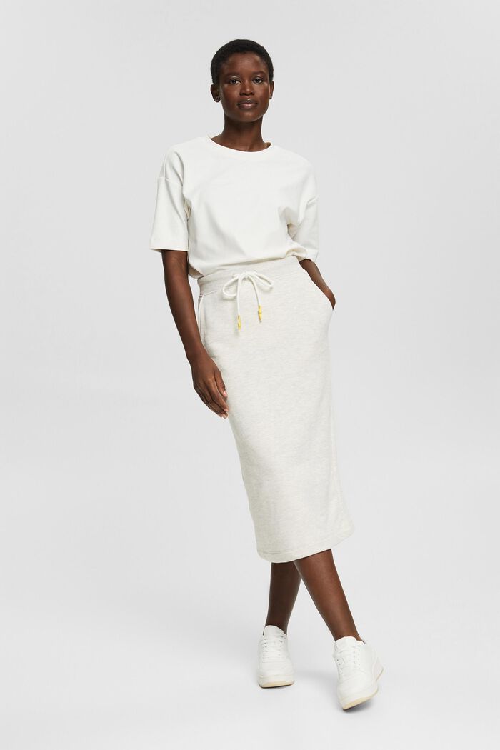 Sweatshirt midi skirt, cotton blend, PASTEL GREY, detail image number 6