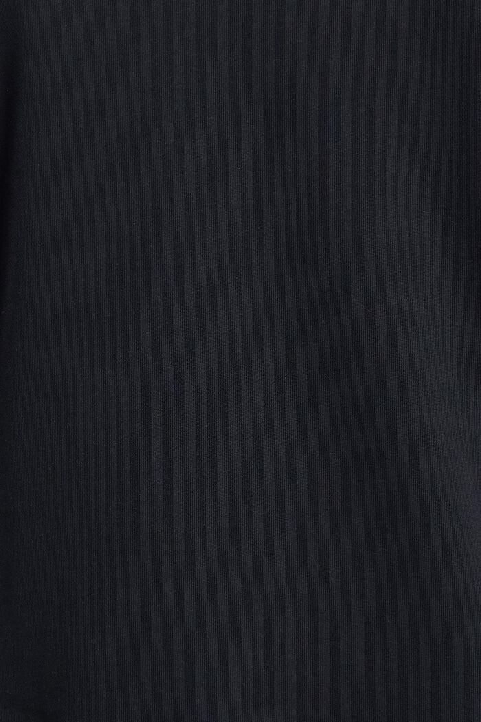 Striped Cotton Fleece Hoodie, BLACK, detail image number 4