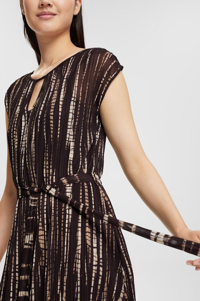 Patterned pleated mesh dress, ANTHRACITE, detail image number 2