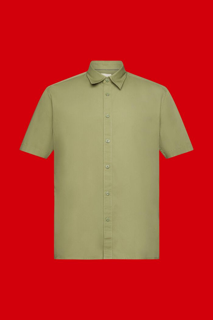 Short-sleeved sustainable cotton shirt, LIGHT KHAKI, detail image number 5