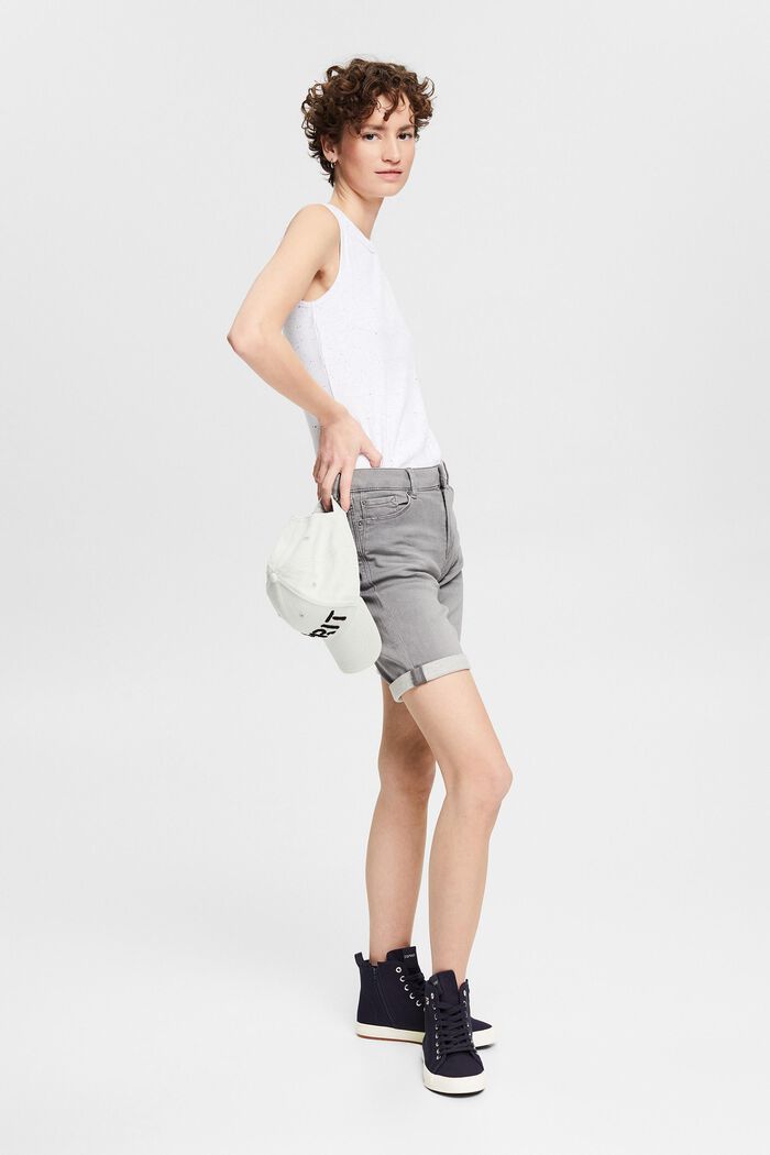Denim shorts made of blended organic cotton, GREY MEDIUM WASHED, overview