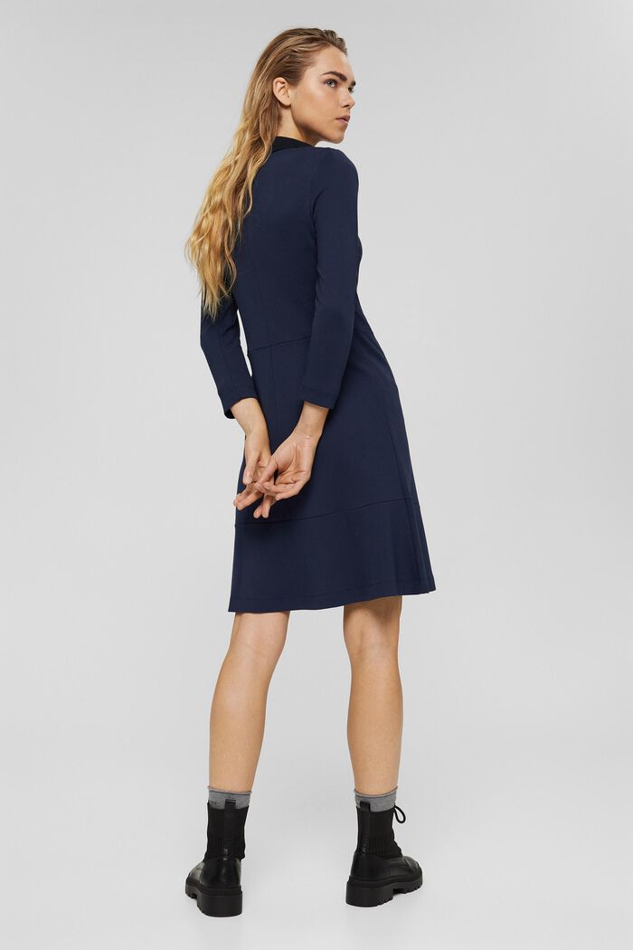 Knee-length knit dress with a flounce hem, NAVY, detail image number 2