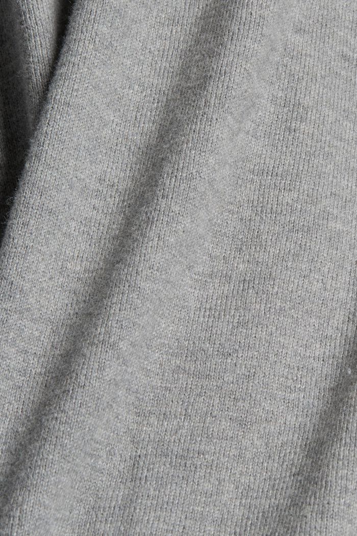 Cashmere blend: jumper with a drawstring collar, MEDIUM GREY, detail image number 4