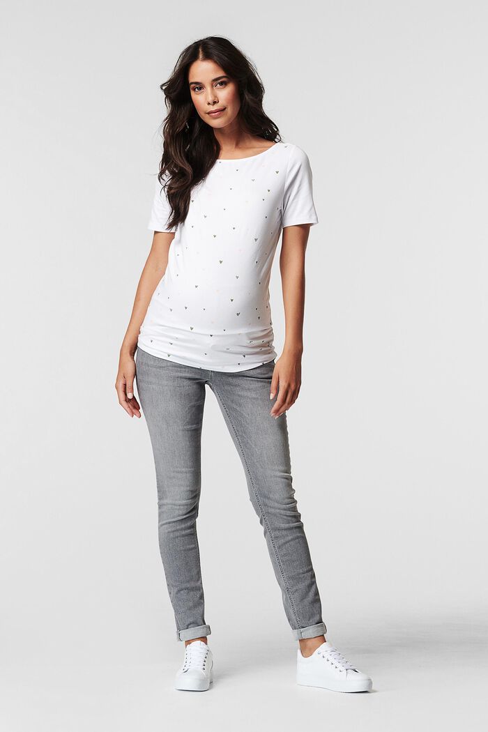 Stretch jeans with an over-bump waistband, GREY DENIM, overview