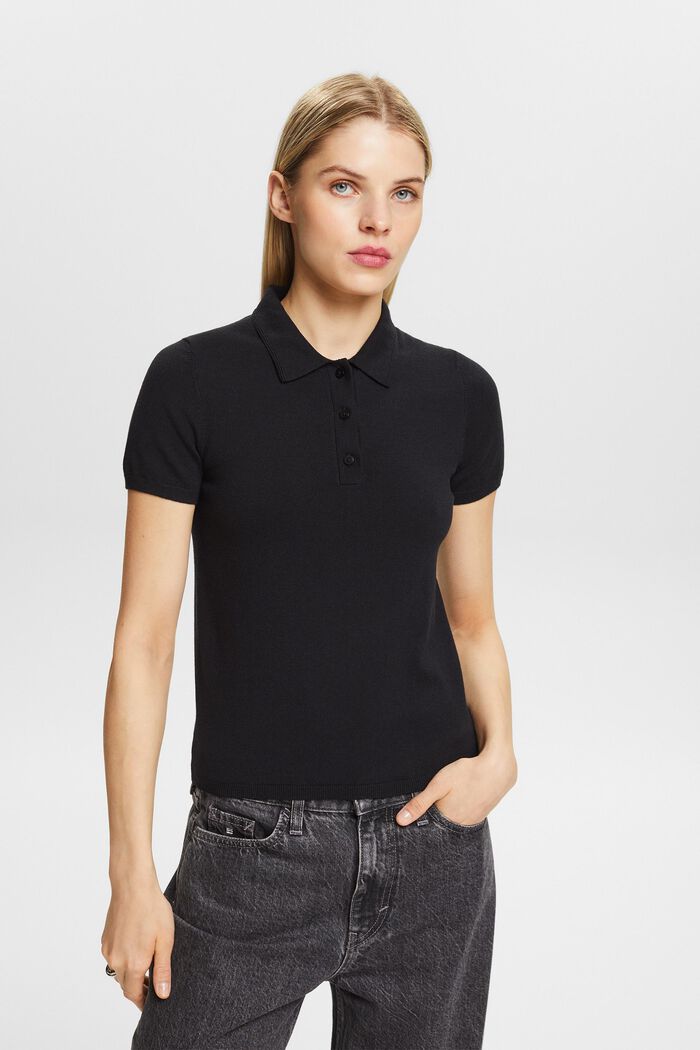 Short-Sleeve Polo Shirt, BLACK, detail image number 0