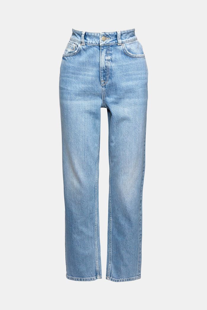 Stretch jeans with a high waistband, BLUE LIGHT WASHED, detail image number 6