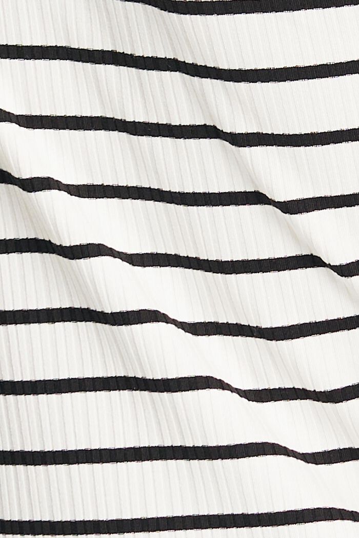 Striped rib knit T-shirt, BLACK, detail image number 4
