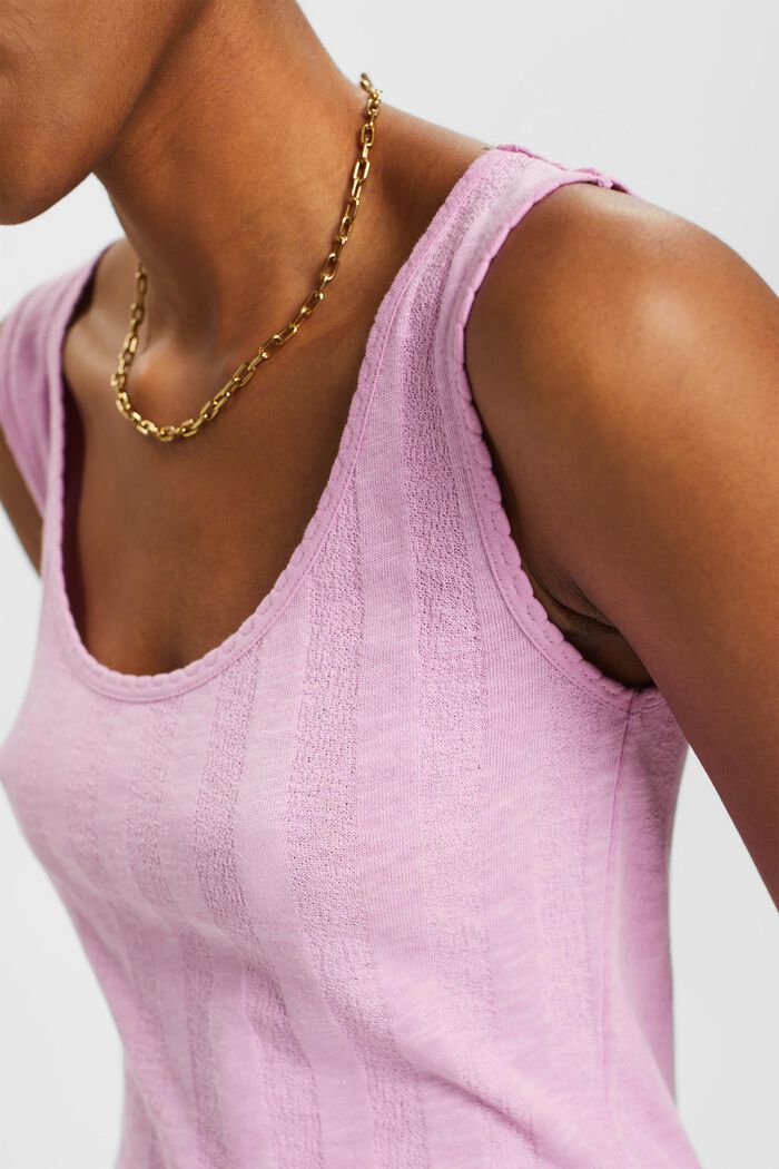 Textured rib effect cotton vest top, LILAC, detail image number 2