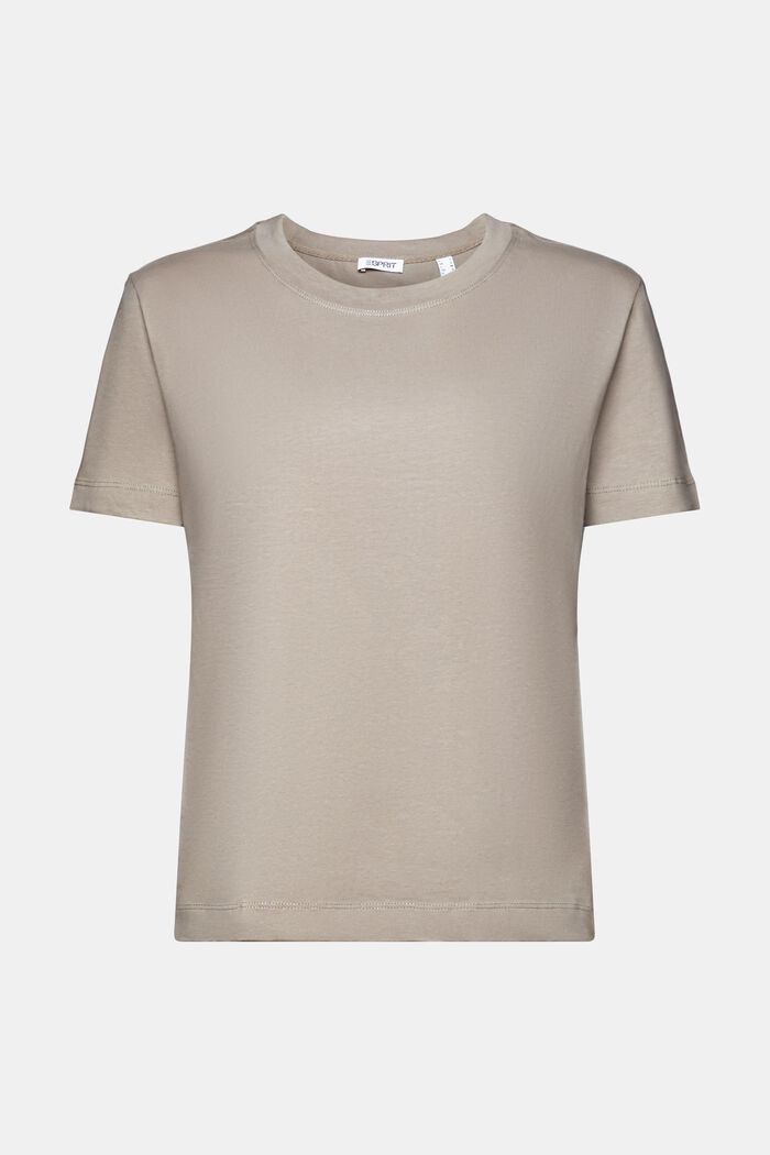 Cotton Crewneck T-Shirt, LIGHT TAUPE, detail image number 5