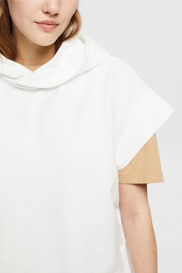 Sweatshirt hoodie with short sleeves, organic cotton, OFF WHITE, detail image number 2