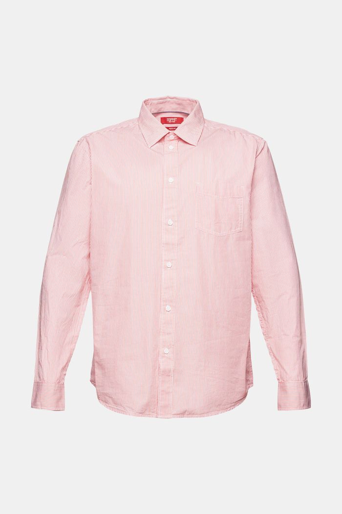 Striped Cotton Poplin Shirt, CORAL RED, detail image number 6