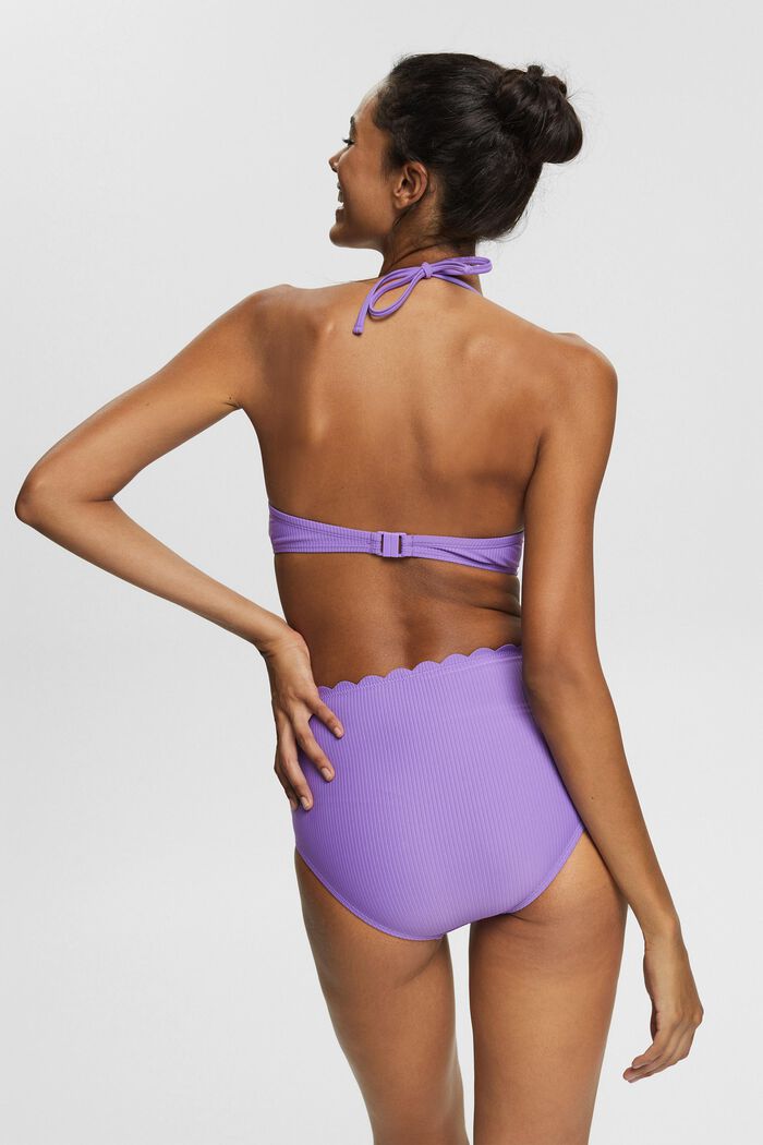 Ribbed bikini top with a scalloped hem, VIOLET, detail image number 1